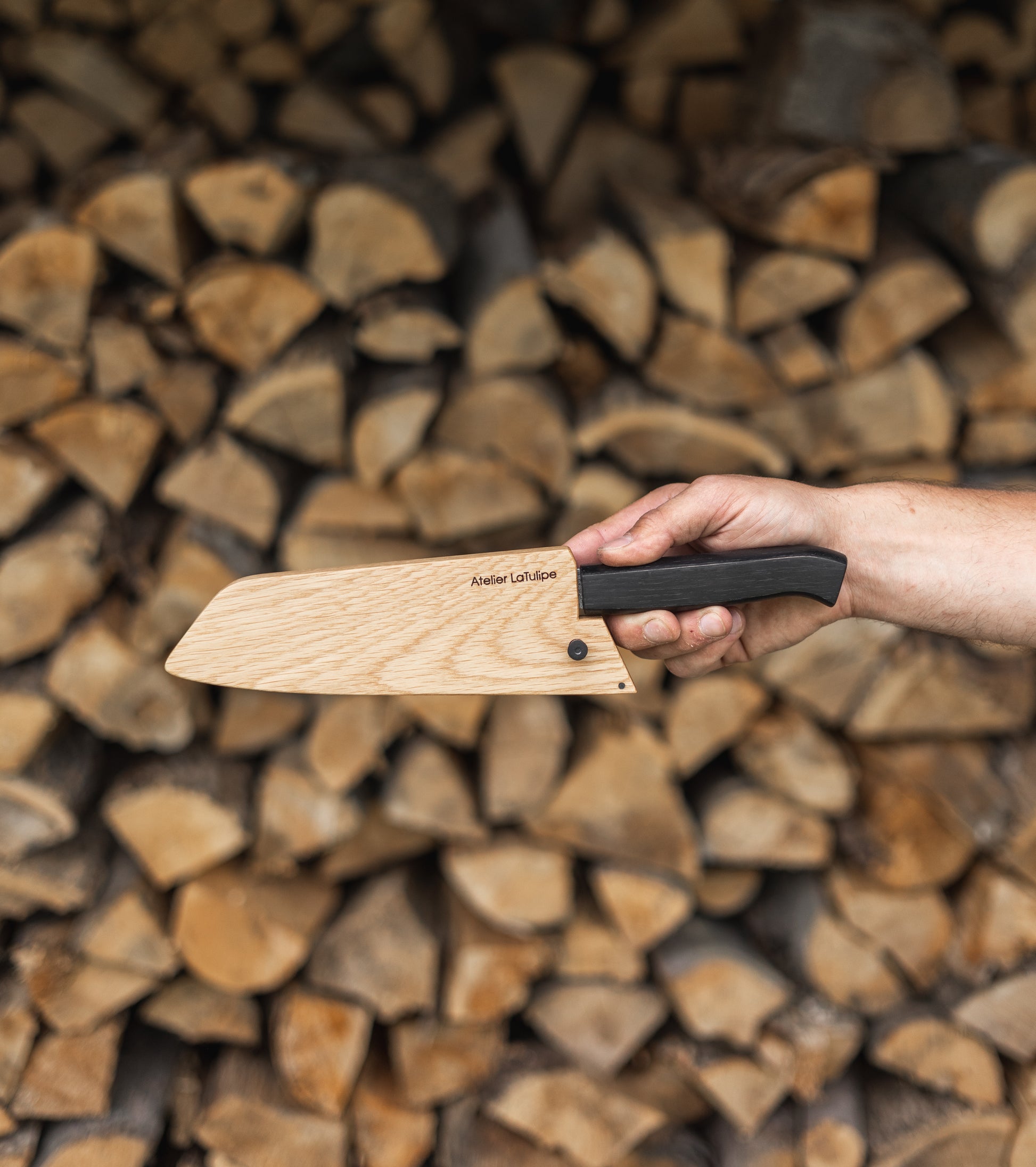 Atelier LaTulipe Hazaki knives Chêne blanc white oak blanc stain teinture noire Osmo Konketsu